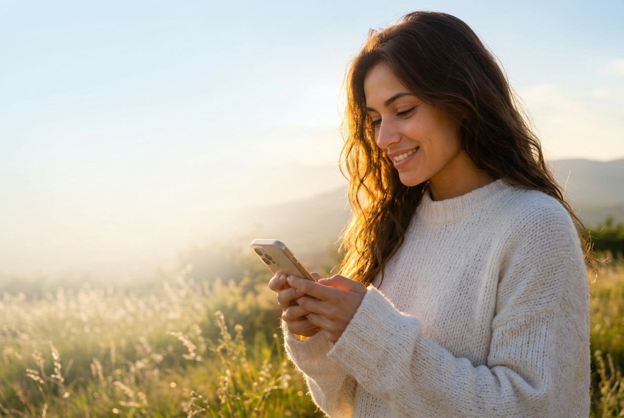 A woman enjoying a quiet moment outdoors